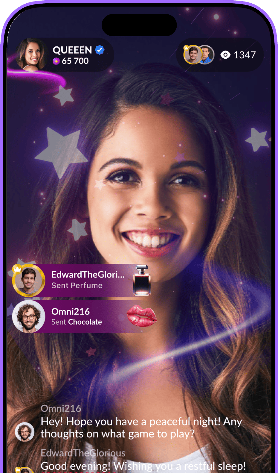 LiveBalance app stream screen